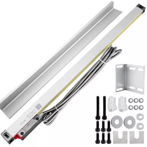 1 Axis Lathe Linear Scale 600mm with Accuracy 0.0002" Optical Length Precision Linear Scale Aluminum Body for Mill Milling Lathe Machine with Accessories (600mm(24"))