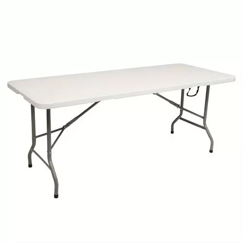1 Pc 6ft Heavy-Duty Portable Folding Table With Handle - Desk & Drawer Organizers For Outdoor Camping, Picnic, Party, No Electricity Needed, Space-Saving, Compact, Lightweight, Easy-to-Carry, Versatile, And Durable Design