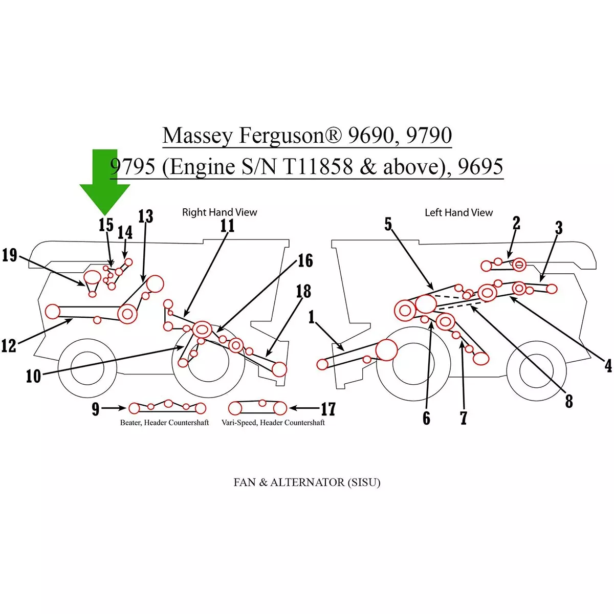 Alternator Belt for Challenger, Massey Ferguson and Gleaner | V685121530