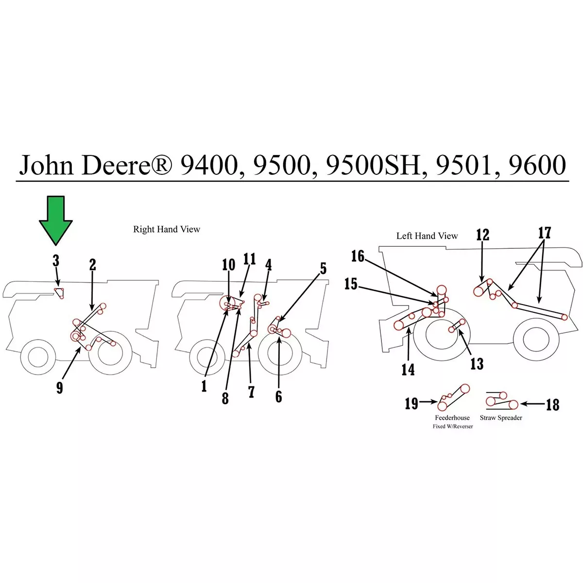 Alternator Belt for John Deere 9400, 9600 | RE44538