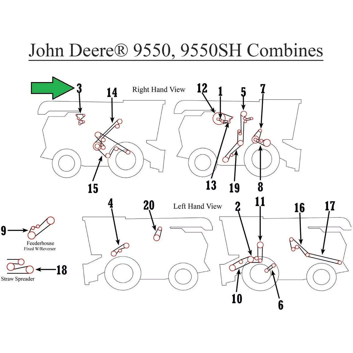 Alternator Belt for John Deere 9550, 9560 | R500380