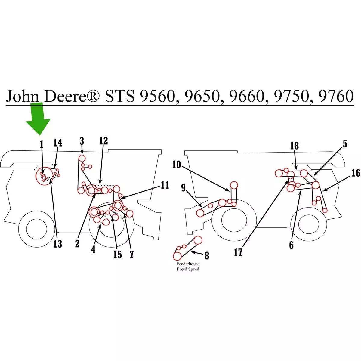Alternator Belt for John Deere 9560STS, 9650STS, 9660STS+ | R135609