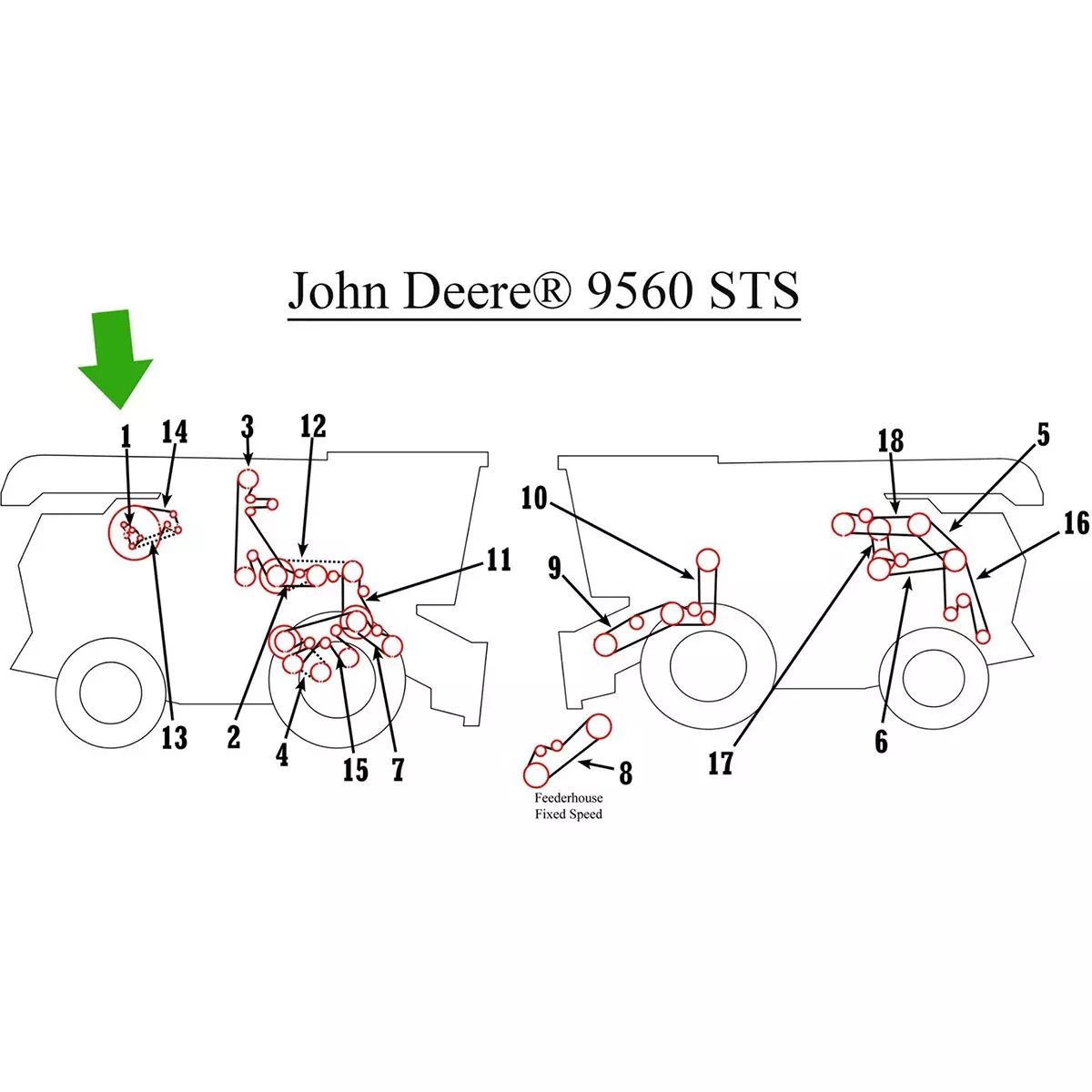Alternator Belt for John Deere 9560STS | R135607