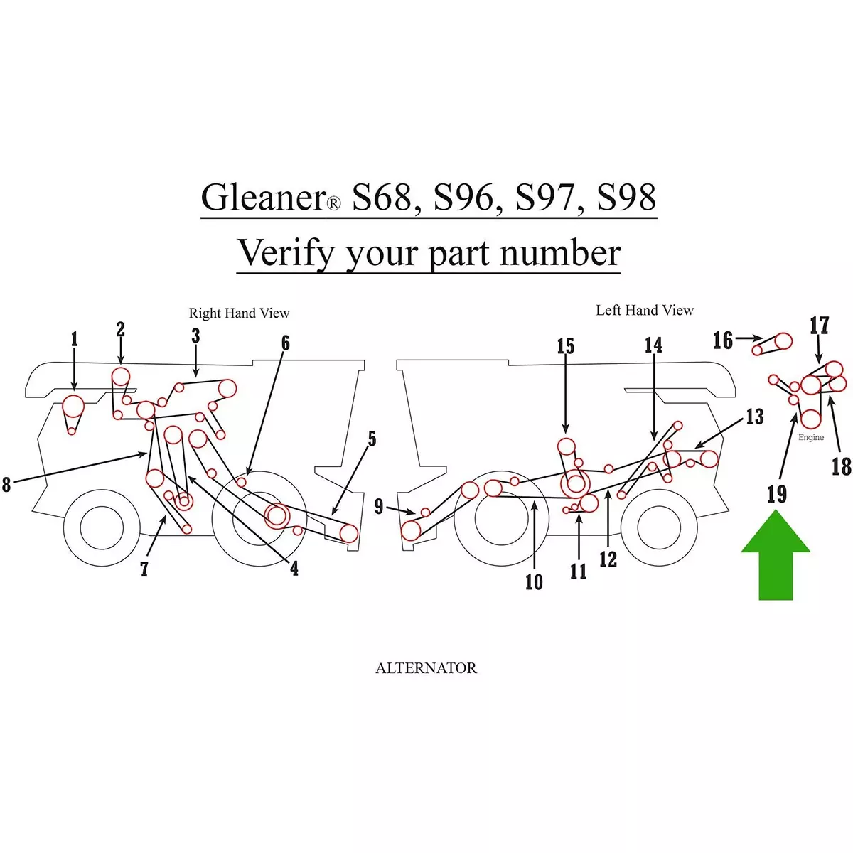 Alternator Belt for Massey Ferguson and Gleaner 670B, S67+ | 71444986