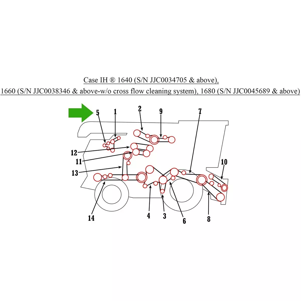 Alternator and Engine Fan Belt for Case IH 1620, 1660, 1680 | J911574