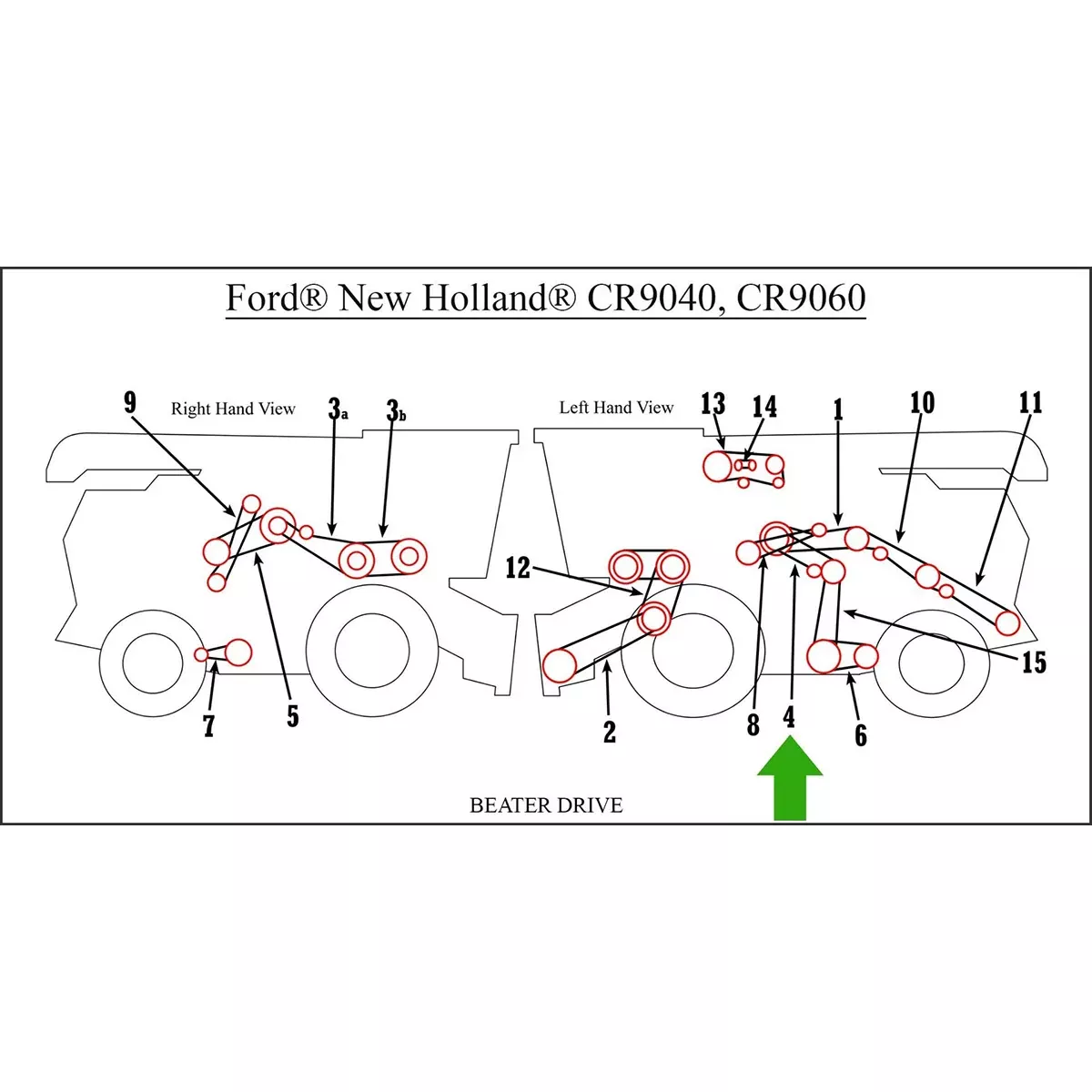 Beater Drive Belt for Ford New Holland CR9040, CR9060+ | 87580099