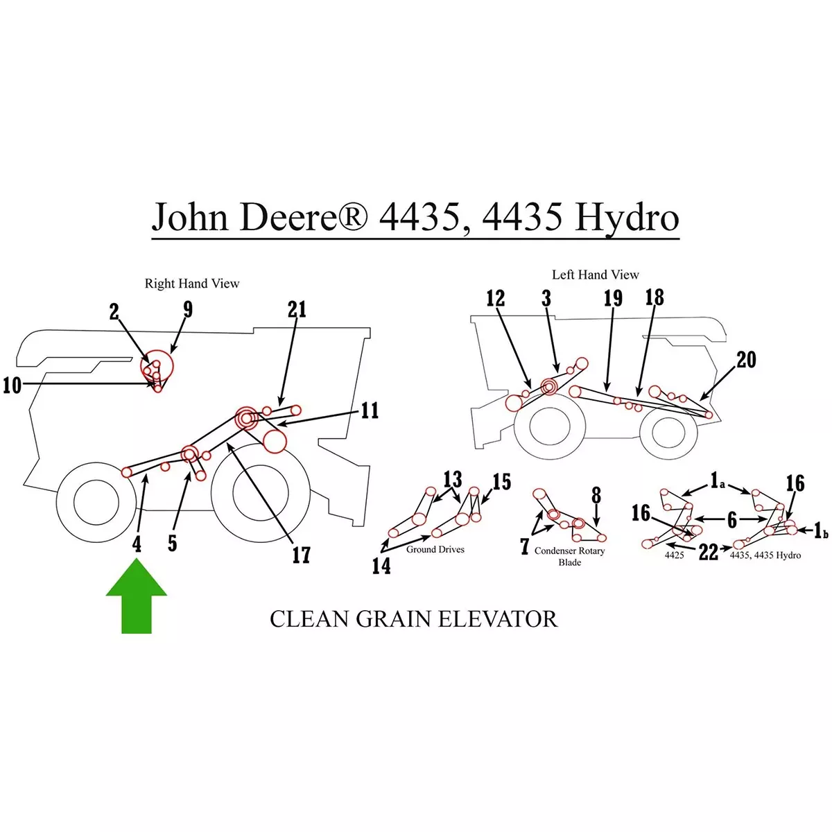 Clean Grain Elevator Belt for John Deere 4425, 4435 | Z47912