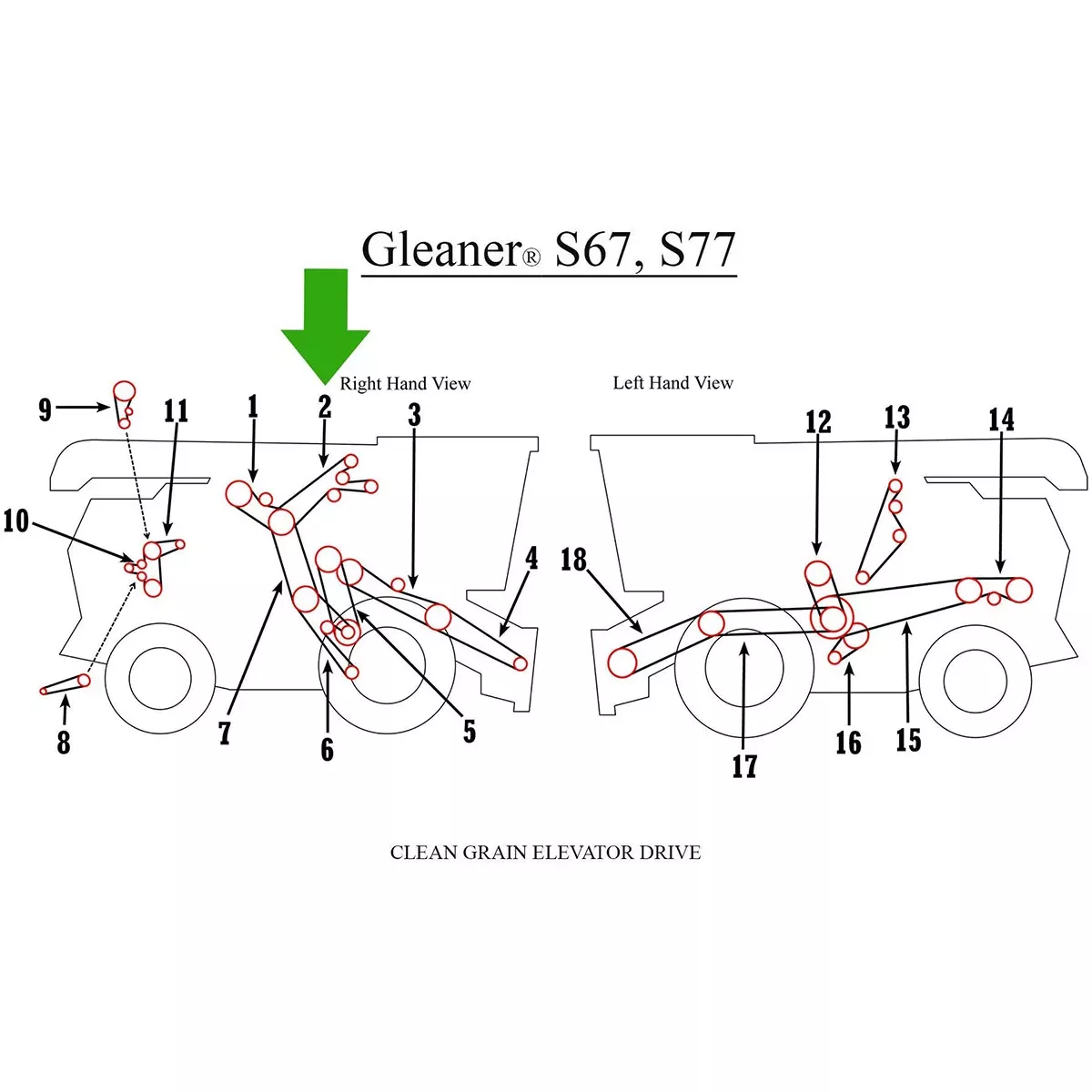 Clean Grain Elevator Drive Belt for Gleaner C62, R42, R52+ | 71368809