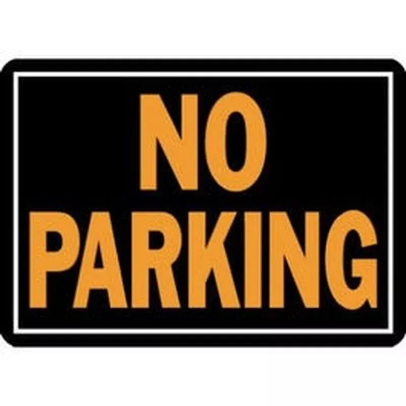 “No Parking” Sign Hy-Glo Orange/Black Aluminum 10 x 14-In.