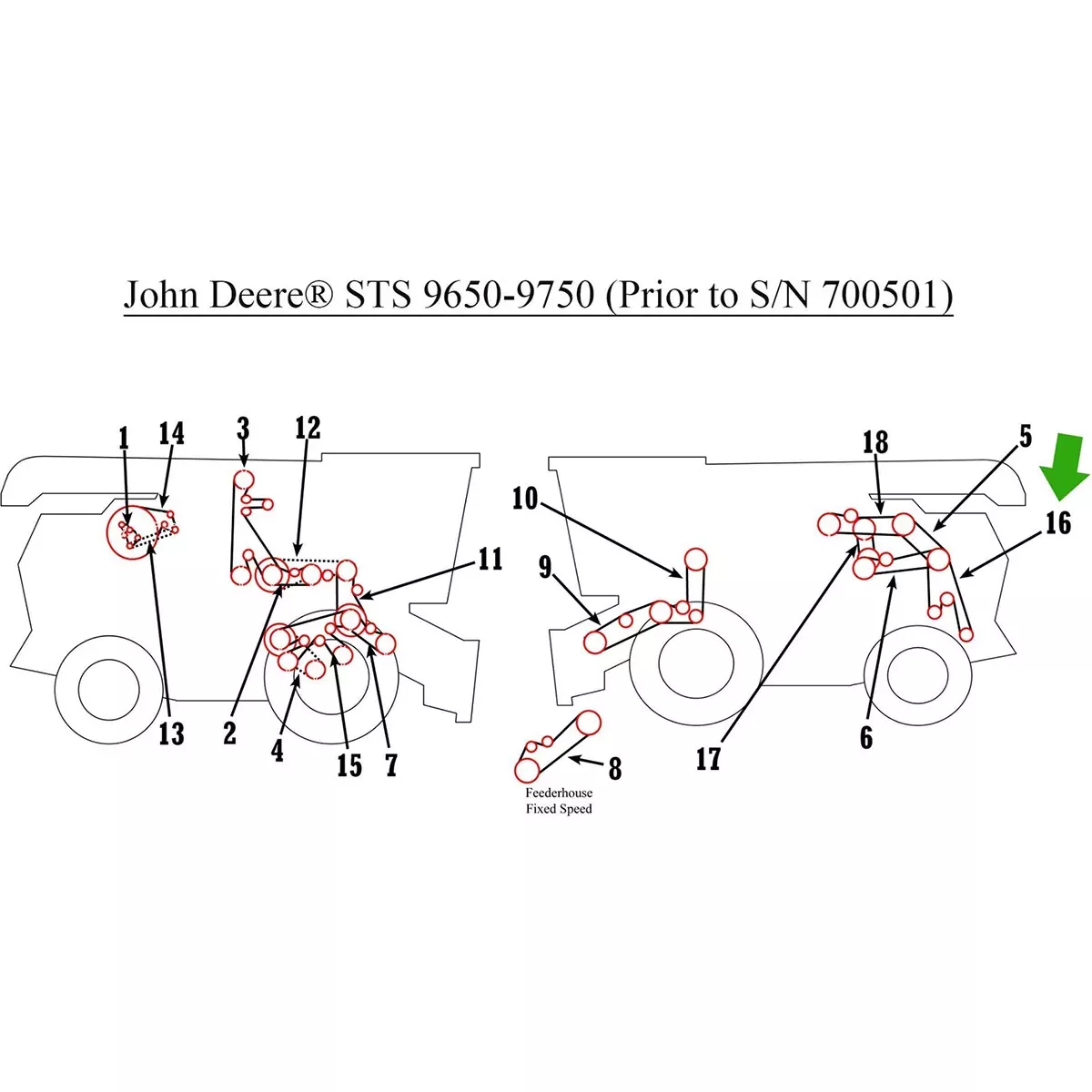 Straw Chopper Belt for John Deere 9650STS, 9750STS | H201571
