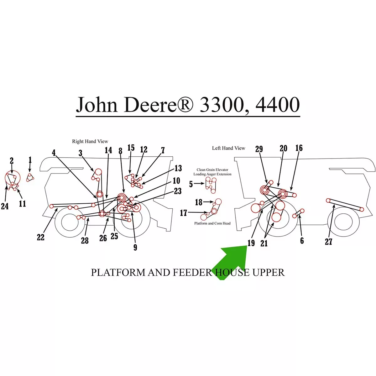 Upper Platform and Feederhouse Belt for John Deere 3300+ | H76028