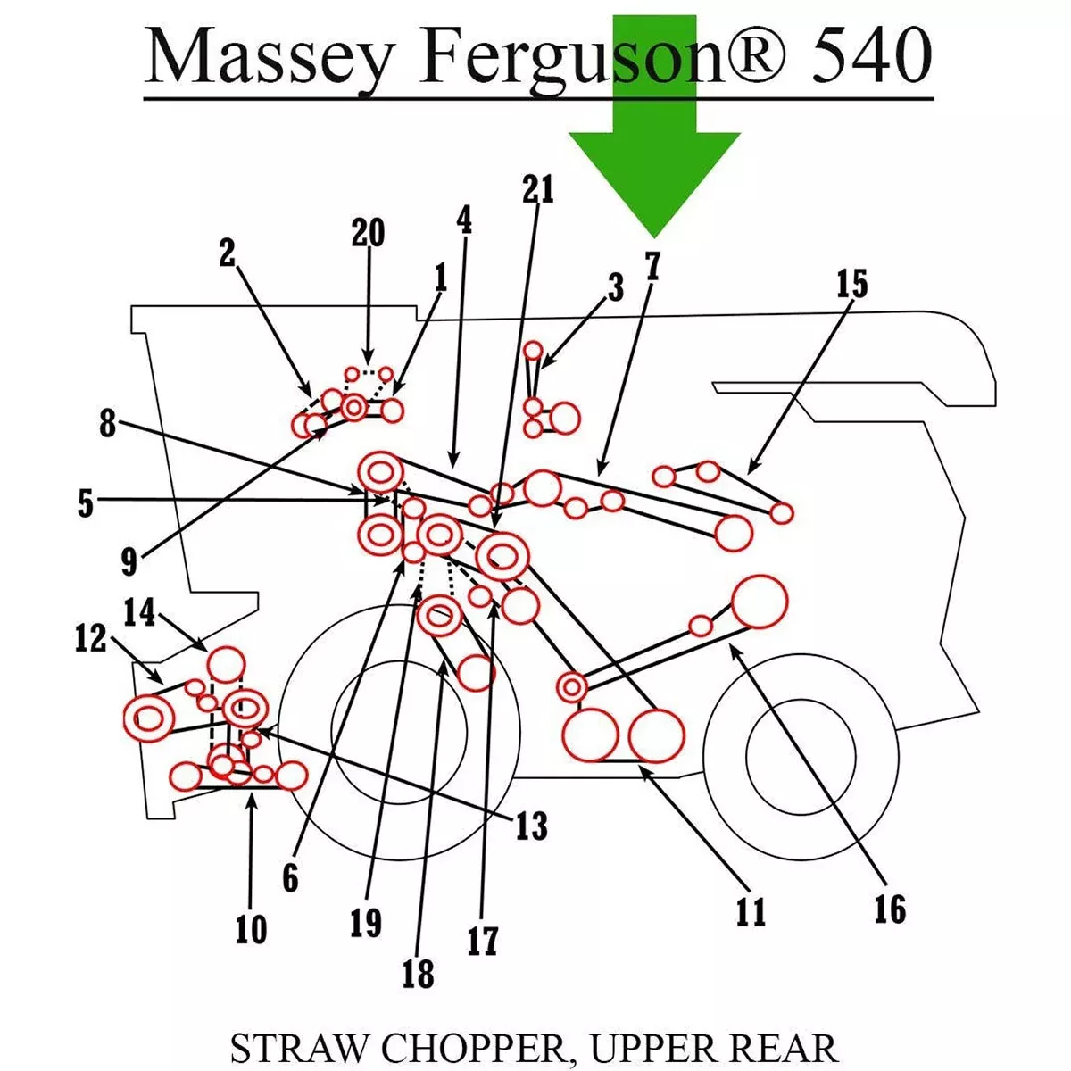 Upper Rear Straw Chopper Belt for Massey Ferguson 540 | 843758M1
