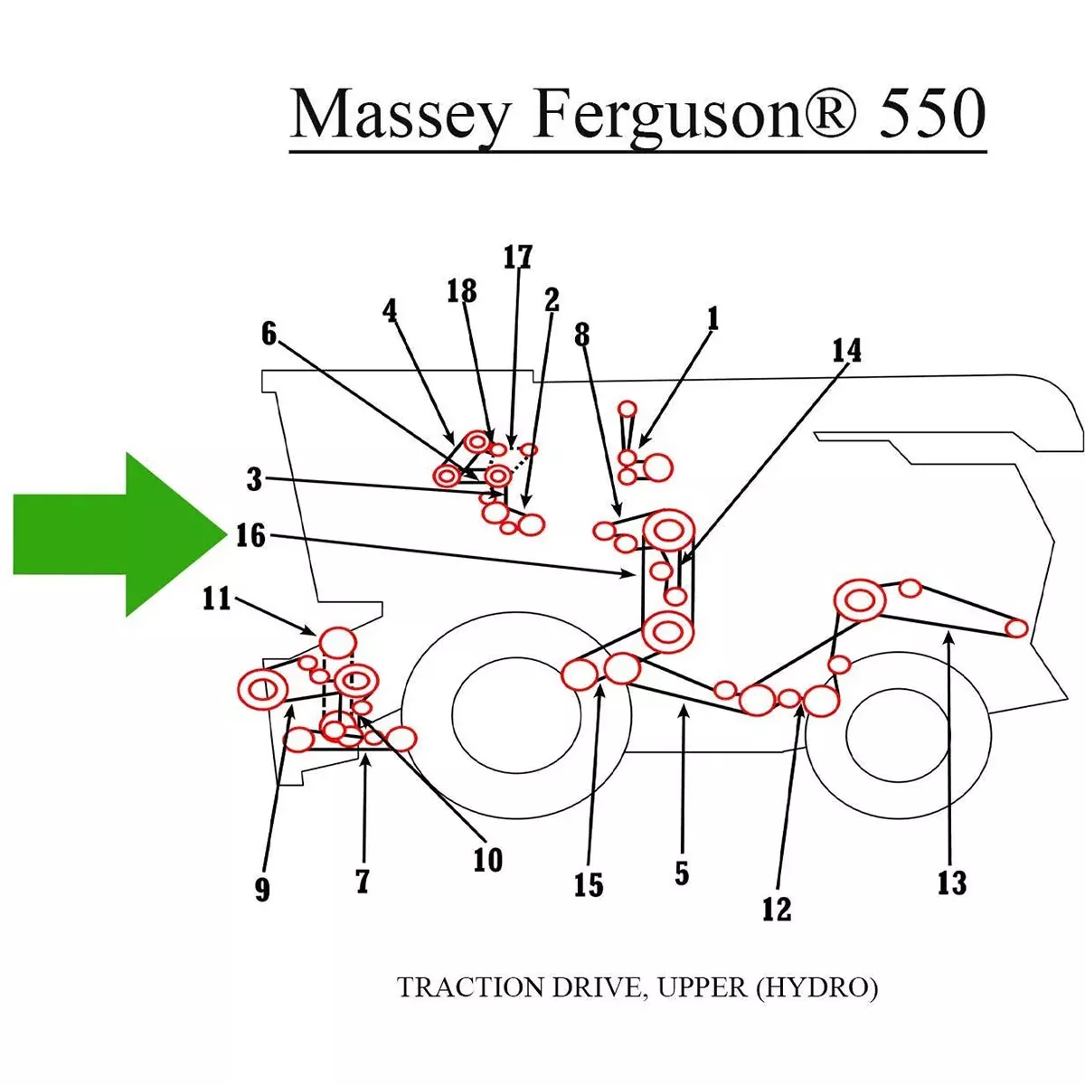 Upper Traction Drive Belt for Hydro Massey Ferguson 550 | 834175M1