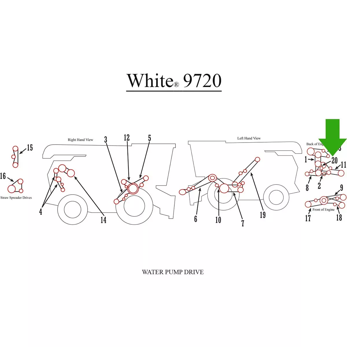 Water Pump Belt for White 9700, 9720 | 31-2414670