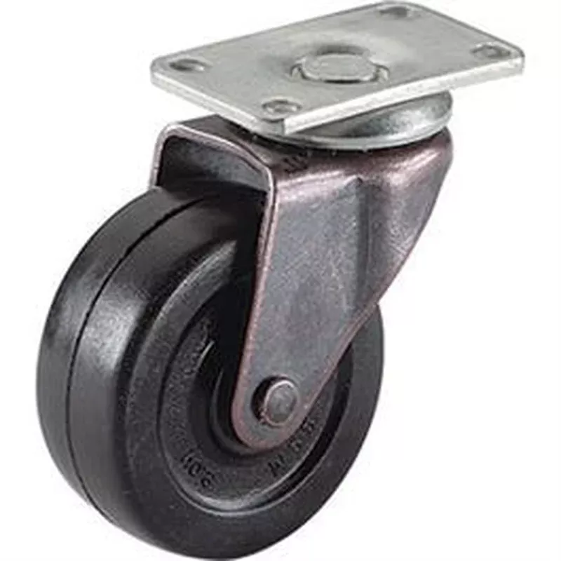 Wheel Caster Soft Black Rubber With Copper Finish Plate 2-In. 2-Pk.