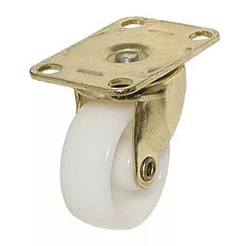 Wheel Caster White With Brass Finish Plate 1-5/8-In. 2-Pk.