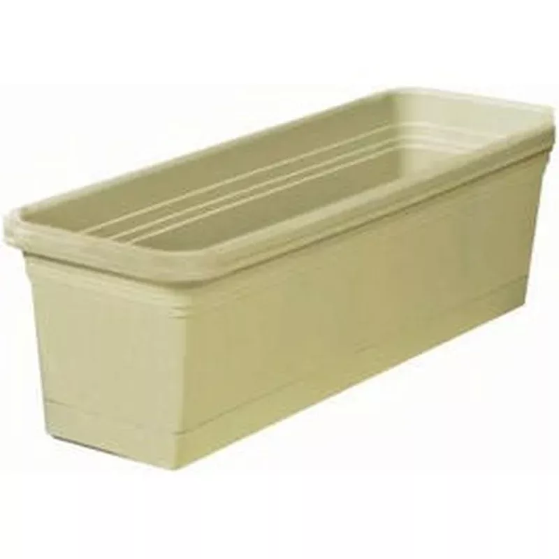 Windowbox Planter & Saucer Plastic Olive Green 30-In.