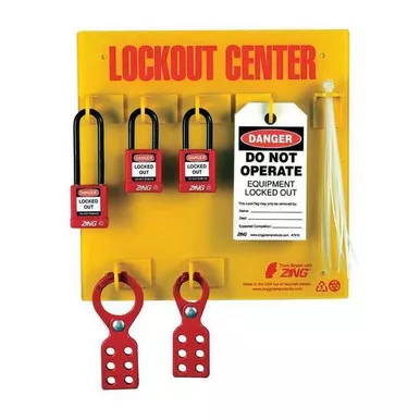 Zing Lockout Station,Filled,3 Padlocks 7113